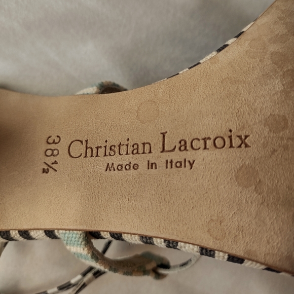 CHRISTIAN LACROIX Rare Multi Color Pattern Heels Size 8-1/2 Women's - Picture 6 of 10